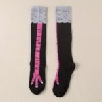 1 Pair Of Men'S Fun Chicken Claw Crew Socks - Comfy & Stylish, Black With White & Yellow Accents, Polyester-Spandex Blend, Perfect For Casual Wear - Image 7