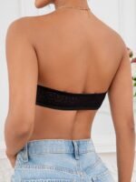 Soft Touch Chic Navy Blue Strapless Bandeau Bra With Heart Pattern - Sexy Front Closure, Push-Up Support, No Underwire, Soft Polyester & Elastane Blend, Hand Washable - Women'S Lingerie - Image 15