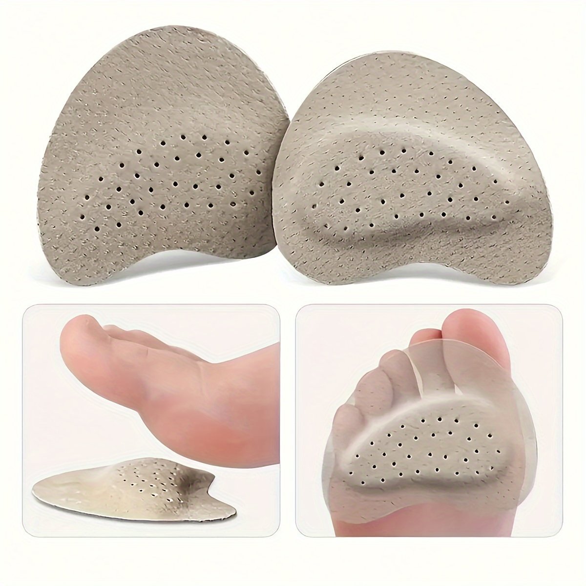 product-fancy-b451a55a-37e7-47a6-af23-7ae6620597aa.jpg 2Pcs Soft Pu Anti-Slip Forefoot Pads For Women'S High Heels - Breathable & Sweat-Absorbent, Shock-Absorbing Foot Care Insoles With Grip Pattern, Ideal For Summer Sandals - Image 1