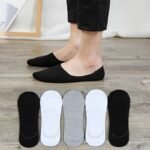 5-Pack Women'S Breathable Invisible Socks, 97% Polyester 3% Spandex, Solid Color Knit Fabric, Comfortable Non-Slip No Show Socks - Image 2