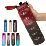 32 Oz (1000 Ml) Inspirational Sports Water Bottle With Time Markers - Wide Mouth, Leak-Proof, And Stir-Friendly - Includes A Carrying Strap (1 Bottle) - Image 9