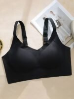 Seamless Full Coverage Bra For Women - Beige, No Underwire, Anti-Sagging, Removable Pads, Ribbed Texture, Comfort Fit, Retro Style, Hand Wash Only - Image 5