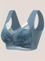 1Pc Women'S Seamless Mesh Lace Bra - Elegant Contrast Lace Design, Wireless Push-Up Tube Top With Non-Removable Padded Cups, Smooth Soft Back For Yoga, Sleep & Casual Wear, Supportive Undergarment | Seamless Design | Mesh Lace Detailing - Image 4