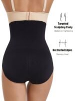Women'S High Waisted Tummy Firm Control Briefs - Black, Solid Color, Slimming Waist Panties For Body Shaping, Comfort Fit, Body Shaping Underwear | High Waisted Briefs | Comfortable Fit - Image 7