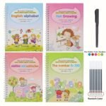 4Pcs Magical Handwriting Workbooks Practice Copybook, Magic Calligraphy That Can Be Reused Handwriting Copybook Tracing Book(4 Books+1Pen+8Refills), Christmas Gift - Image 3
