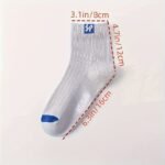 5Pairs Men'S Trendy Letter Pattern Crew Socks, Breathable Comfy Casual Socks For Outdoor Wearing - Image 4