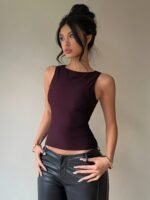 Stylish Summer Fashion Hollow Back Strapless Solid Color Sexy Women'S Tank Top - Image 8