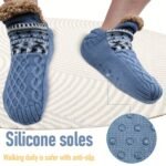 Ns-Sherpa Fluffy Bed Slippers For Men & Women - Warm, Non-Slip, Comfortable Knitted Socks With Plush Fleece Lining, Striped Design, Perfect For Indoor Use, Indoor Slippers | Plush Lined Socks | Knitted Socks, Slippers For Indoor Use, Bed Sock Men, Fuzzy Sock Extra Large, Sleep Sock Big Size, Thermal Sock For Sleeping, Sock Men Extra Shirt, Men Sock Good Quality - Image 4