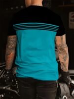 Men'S Stylish Black & Blue Gradient T-Shirt - 100% Polyester, Round Neck Short Sleeve, Machine Washable, Comfort Fit For All Seasons, Casual Wear | Smooth Texture Fabric, Everyday Tshirt | Gradient Design | Smooth Texture Fabric, T Shirt - Image 5