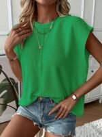 Women'S Sexy Semi-Sheer Summer Sweater Vest - Round Neck Sleeveless Light Blue Top, Hand Wash Only, Versatile Layering Piece For Casual To Dressy Outfits, Layering Fashion, Feminine Style, Fine - Image 10