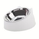 1Pc Elevated Stainless Steel Cat Bowl, 2-In-1 Inclined Food & Water Dish With Cute Ear Stand, Neck Protection Design For Cats - Available In White, Black, And Gray - Image 10
