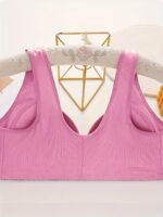 Seamless Wireless Push-Up Bra For Women - Front Buckle Closure, Breathable Comfort, Medium Support & Solid Stripe Design, No Underwire, Non-Removable Padded Cups, Elegant Casual Attire, Comfortable Undergarment, Elegant Undergarment, Handwashable Fabric - Image 7