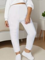 Elegant Plus Size High-Stretch Leggings - Solid Color, Casual & Fashionable For Running And Casual Attire