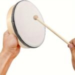 Natural Wooden Hand Drum, White Educational Hand-Held Percussion Instrument Toy With Mallet Included - Image 8