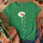 Faith Letter & Flower Print T-Shirt, Casual Short Sleeve Crew Neck Top, Women'S Clothing, Valentine'S Day