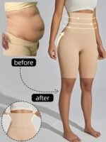 1Pc Women'S High-Waist Tummy Control Yoga Shorts - Black, Slimming & Butt Lifting, Non-Transparent, With Pulsator And Tummy Control, Comfortable Breathable Nylon/Spandex, Hand Washable - Ideal For Workouts And Daily Wear - Image 2