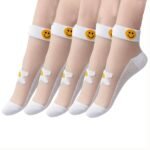5 Pairs Of Women'S Thin Daisy Glass Fiber Breathable Short Socks - Image 9