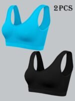 2Pcs Nadia Go Women'S Seamless High-Impact Sports Bras - No Padding Lightweight Thin Design, High Elasticity For Yoga, Running & Gym - Breathable Pink & Black, Yoga Accessories | Sleek Sports Bra | Highelasticity Fabric - Image 4