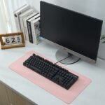 1Pc Leather Mouse Pad Faux Leather Desk Mat For Office, Waterproof And Stain-Proof Keyboard Pad, Simple Solid Color Computer Pad, Suitable For Office, Study Table Or Dining Table, Easy To Clean, Multiple Colors Available Pink, Blue, Green, Yellow, Gray, Black - Image 3