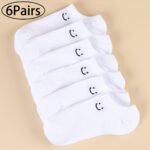 6 Pairs/10 Pairs Unisex Plain Color Casual Socks Breathable Low Top Sneakers Simple Joyful Face Design Soft Moisture Wicking Comfortable For Daily Wear, Home Workouts & Office Minimalist Style All Season & Festive Occasions - Image 5