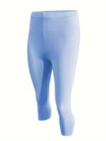 Plus Size Women'S High-Waisted Yoga Leggings - Quick-Dry Stretchy 7/8 Capri Pants For Summer, Tight-Fit Workout & Casual Wear, Solid Color, Machine Washable, Yoga Pants, Semitransparent Fabric, Highelastic Material - Image 10