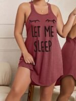 Women'S Plus Casual Sleep Dress, Plus Size Eyelash & Letter Print Racer Back Tank Nightdress - Image 5