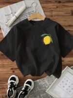 Women'S Black Short Sleeve Crew Neck T-Shirt - Bold "Limon Cello" Graphic Print With Lemon Slice Design, Casual Top For Summer & Spring, Machine Washable, Music Performance Attire, Playful Graphic Tee - Image 3