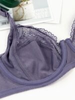 Women'S Plus Size Sexy Floral Lace Bra, Breathable Ultra-Thin Single Layer Full Coverage Underwire Bralette, French Romantic Daily Lingerie, Polyamide 85% Elastane 15%, Medium Stretch Knit Fabric, Solid Color With Contrast Lace Detail, No Padding - 170 Gsm - Image 5