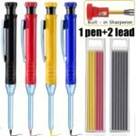 Solid Carpenter Mechanical Pencil With Sharpener For Woodworking Construction Long Head Carpenter Pencil Stationery Supplies