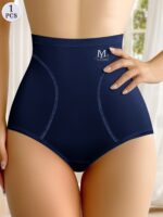 High-Waisted Tummy Control Seamless Women'S Panties, Triangle Cut, Comfortable Fit, Shaping And Lifting, Summer Thin Style, Black Color. - Image 7