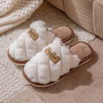 Women'S Plaid Color-Block Winter Slippers - Cozy Plush Faux Fur Lining, Non-Slip Pvc Sole, Soft Fabric Indoor House Shoes For Cold Floors, Grey & White Options, Cute Slippers, Plush Fur Interior, Durable Traction Footwear - Image 3