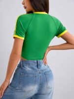 Letter Print Crew Neck T-Shirt, Y2K Short Sleeve Crop T-Shirt For Spring & Summer, Women'S Clothing - Image 4