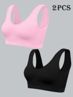 2Pcs Nadia Go Women'S Seamless High-Impact Sports Bras - No Padding Lightweight Thin Design, High Elasticity For Yoga, Running & Gym - Breathable Pink & Black, Yoga Accessories | Sleek Sports Bra | Highelasticity Fabric - Image 5