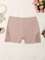 1Pc Lace Stitching Boyshort Panties, Soft & Comfortable Scallop Trim Bow Tie Panties, Women'S Lingerie & Underwear - Image 4