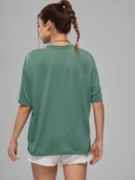 Solid Color Letter Print Casual Sports T Shirt, Soft Crew Neck Short Sleeve Tee, Women'S Clothing - Image 8