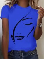 Graphic Print T-Shirt, Casual Short Sleeve Crew Neck Top For Spring & Summer, Women'S Clothing - Image 4