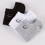 6 Pairs/10 Pairs Unisex Plain Color Casual Socks Breathable Low Top Sneakers Simple Joyful Face Design Soft Moisture Wicking Comfortable For Daily Wear, Home Workouts & Office Minimalist Style All Season & Festive Occasions - Image 6