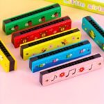 Pack Of 1 Wooden Harmonica Toy For Kids, 16-Hole Musical Instrument, Educational Party Favor, Beginner'S Easter Gift, Random Color