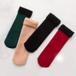 Solid Thick Warm Snow Socks, Warm Plush Lined Mid-Calf Floor Socks For Fall & Winter, Women'S Stockings & Hosiery For Winter - Image 6