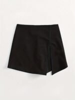 Solid Color High Waist Shorts, Casual Split Hem Skort For Spring & Summer, Women'S Clothing - Image 3