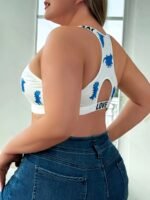 2Pcs Plus Size Wire-Free S Bras With Cute Dinosaur Print & Cut-Out Details - 95% Polyester 5% Elastane Medium Support Breathable For Workouts & Casual Wear - Image 7