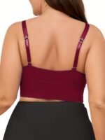 Plus Size Simple Bra, Women'S Solid Seamless Double Layer Comfort Bralette With Removable Pads - Image 9
