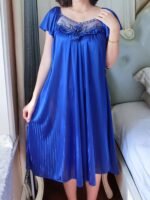 Cross-Border Sexy Women'S Nightgown Made Of Lace, Plus Size, Solid Color Floral Sleepwear, Thin Short-Sleeve Lace Dress. - Image 6