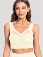 Mesh Stitching Wireless Bra, Comfy & Breathable Full Coverage Bra, Women'S Lingerie & Underwear - Image 7