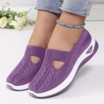 Women'S Breathable Knit Slip-On Sneakers - Light Blue Casual Low-Top Shoes With Cushioned Pvc Sole, All-Season Comfort For Casual Attire, Ladies Sneakers, Stylish Slipons, Comfortable Fit - Image 14