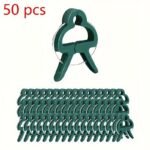 50Pcs Reusable Green Plant Support Clips - Adjustable Garden & Greenhouse Brackets For Vines, Flowers, Seedlings, And Tomatoes - Durable Green Plastic With Metal Clasps For Secure Plant Growth, Garden Support Accessories | Secure Gardening Clips | Reusable Garden Clips - Image 3