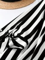 Women'S Sleeveless Striped Blouse With Ruffle Detail - Light Blue And White, V-Neck, Knotted Design, Perfect For Spring/Summer, Casual Attire, Casual Attire|Striped Pattern|Knotted Detail - Image 9