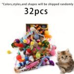 200Pcs/64Pcs/32Pcs/16Pcs Mixed Cat Toy Set - Assorted Plastic Toys For Multiple Cats, Random Colors & Styles, Keeps Playtime Fun Every Day (Plastic/Polyester/Artificial Feathers) - Image 5