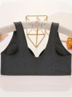 Seamless Wireless Push-Up Bra For Women - Front Buckle Closure, Breathable Comfort, Medium Support & Solid Stripe Design, No Underwire, Non-Removable Padded Cups, Elegant Casual Attire, Comfortable Undergarment, Elegant Undergarment, Handwashable Fabric - Image 6