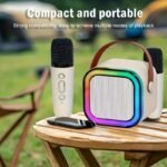 Mini Portable Karaoke System With 1 Or 2 Wireless Microphones - Colorful Led Disco Lights, Rechargeable Lithium Battery, Usb Charging, Ideal For Home Parties, Birthdays, And Valentine'S Day Gifts, Karaoke Equipment|Modern Karaoke Machine|Wireless Microphone - Image 9